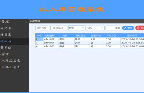 ASP.NET食材出入库管理系统源码 食材商城 net