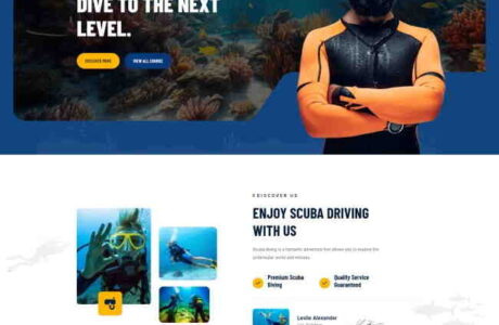 HTML5潜水培训机构网站模板免费下载